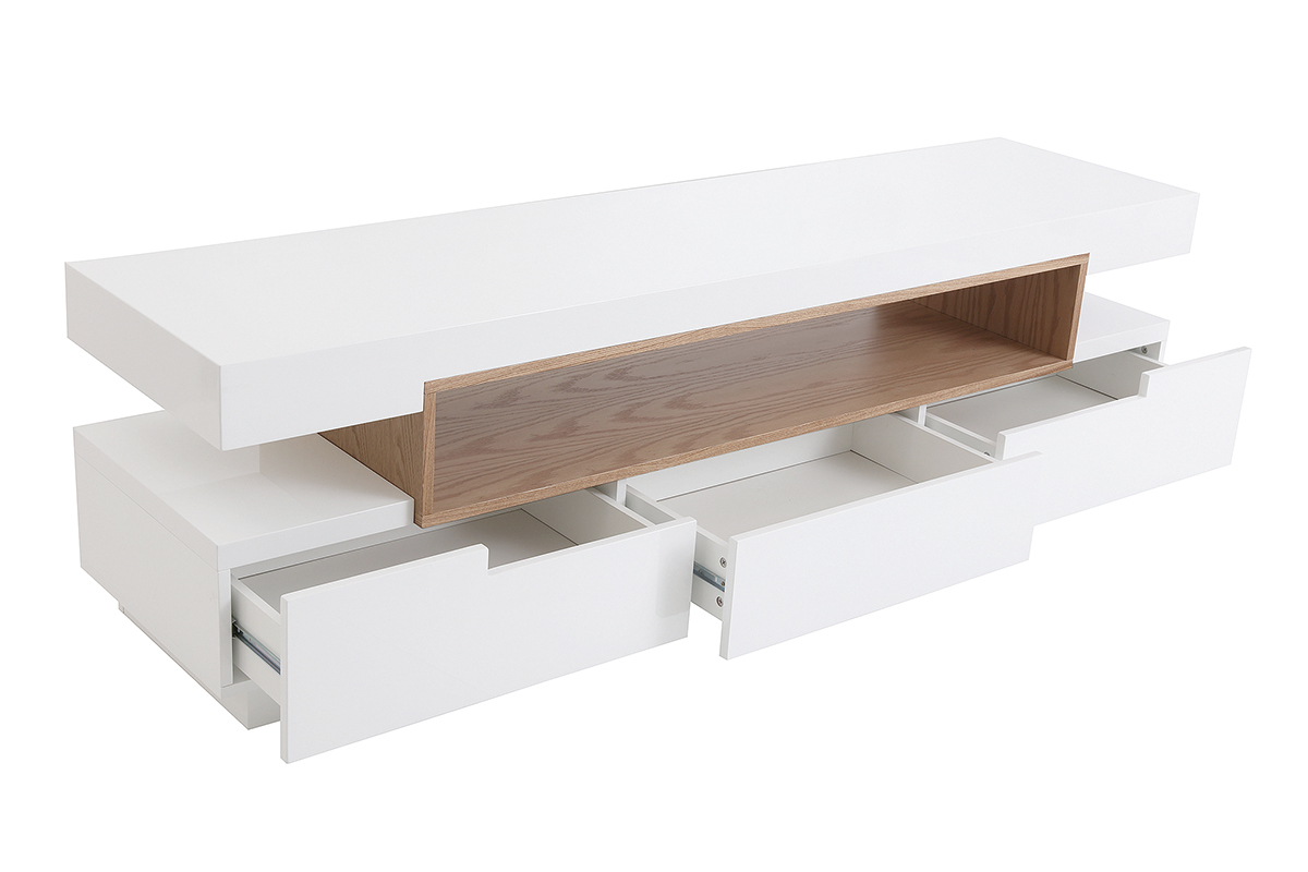 Mobile TV design bianco e legno L200 cm LIVO