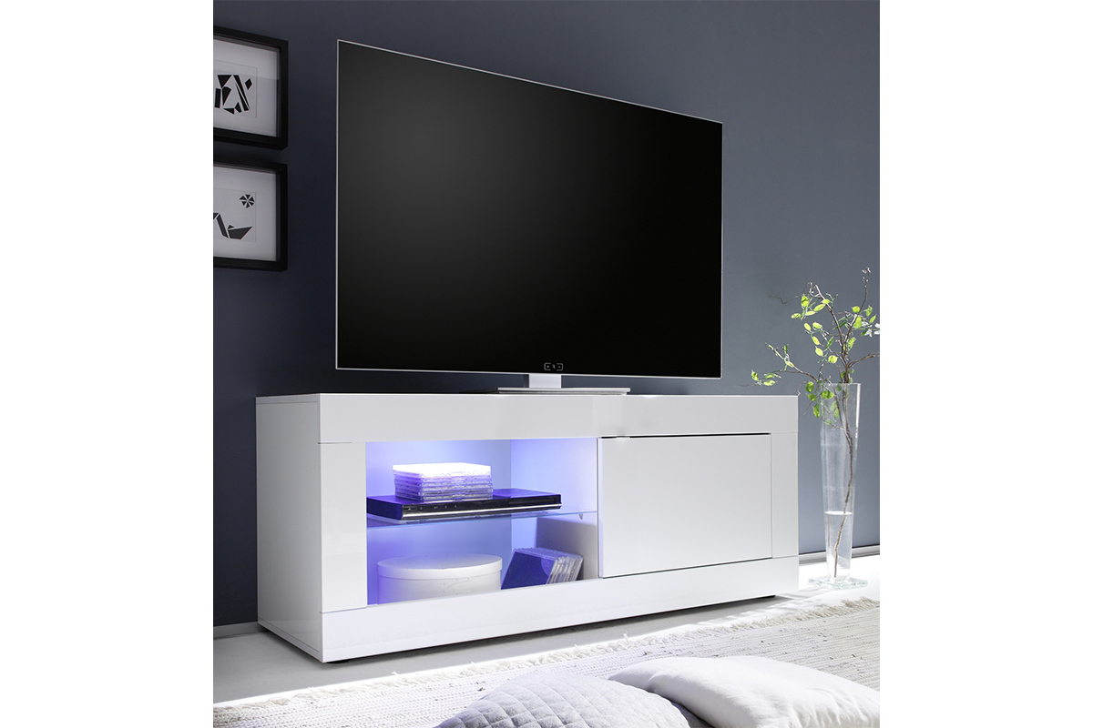 Mobile TV design bianco laccato L140 cm LATTE