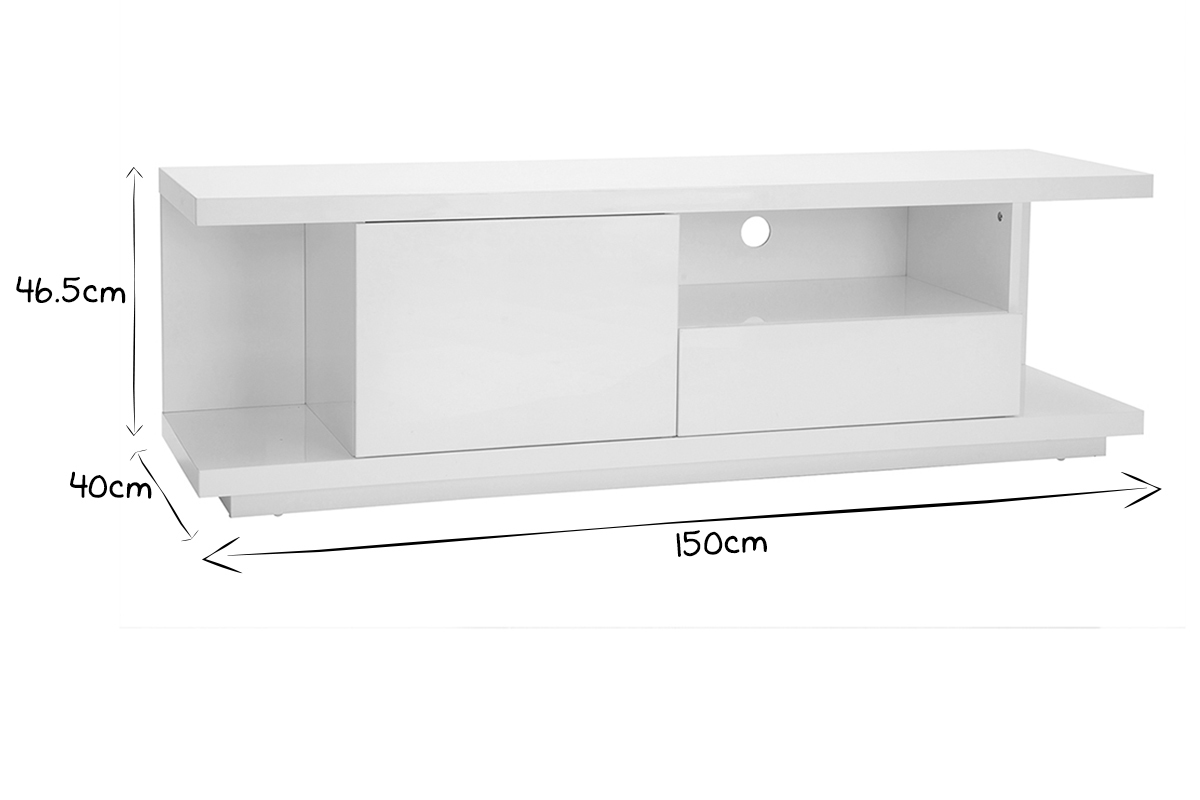 Mobile TV design bianco laccato lucido L 150 cm KARY