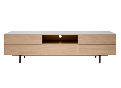 Mobile TV design finitura legno chiaro rovere e metallo nero L180 cm ALASKA