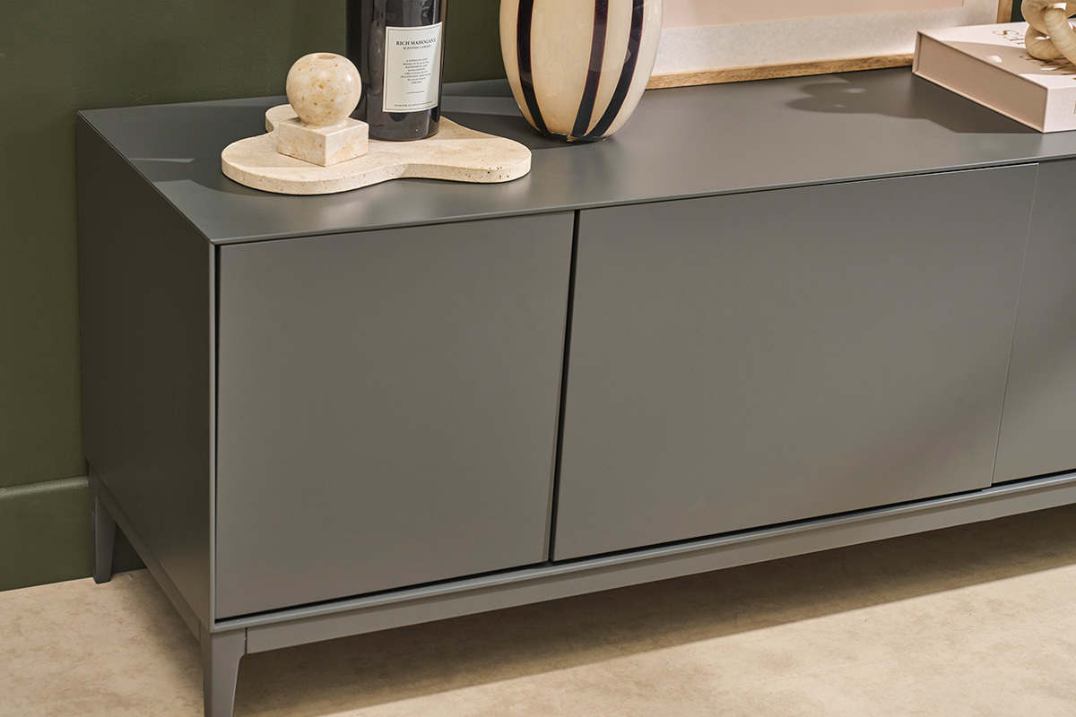 Mobile TV design grigio con ripostigli L180 cm GRAY