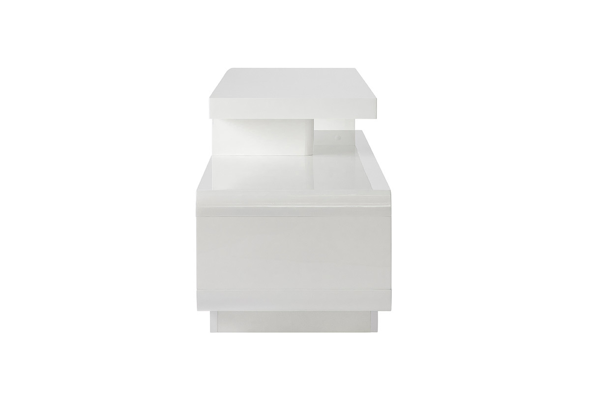 Mobile TV design laccato bianco con cassetti grigio ETANA