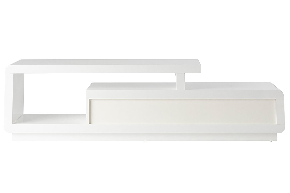 Mobile TV design laccato bianco con cassetti grigio ETANA