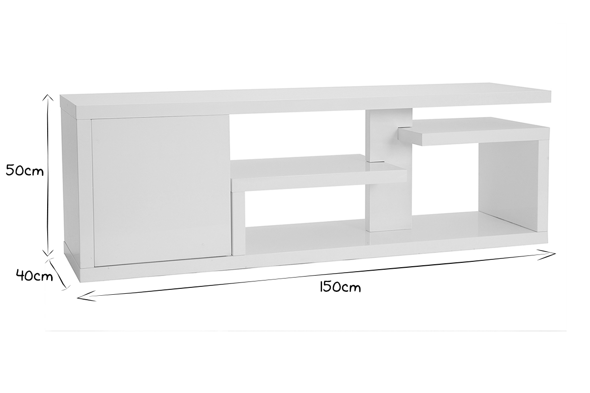 Mobile TV design laccato bianco lucido L 150 cm HALTON