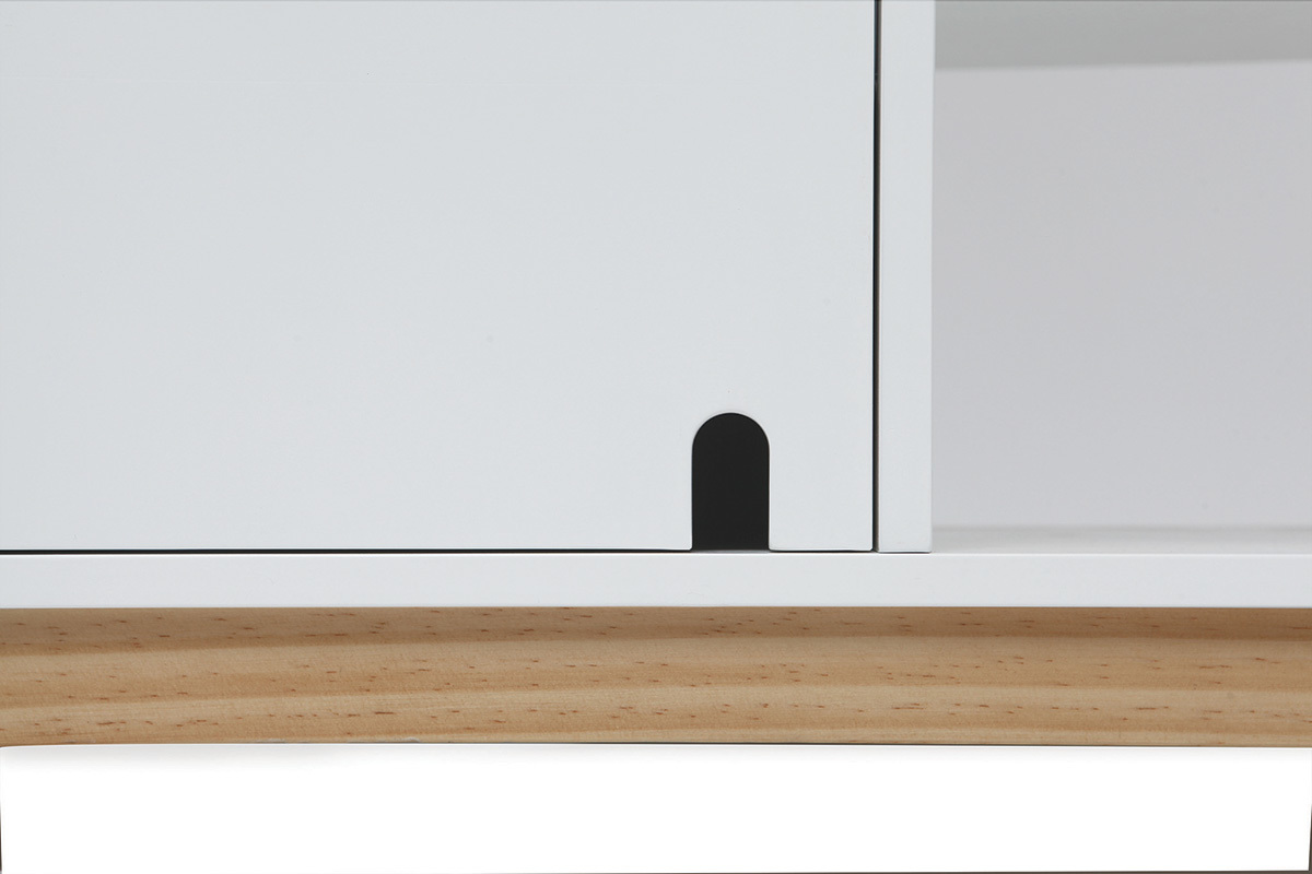Mobile TV design laccato bianco opaco e legno SKAL