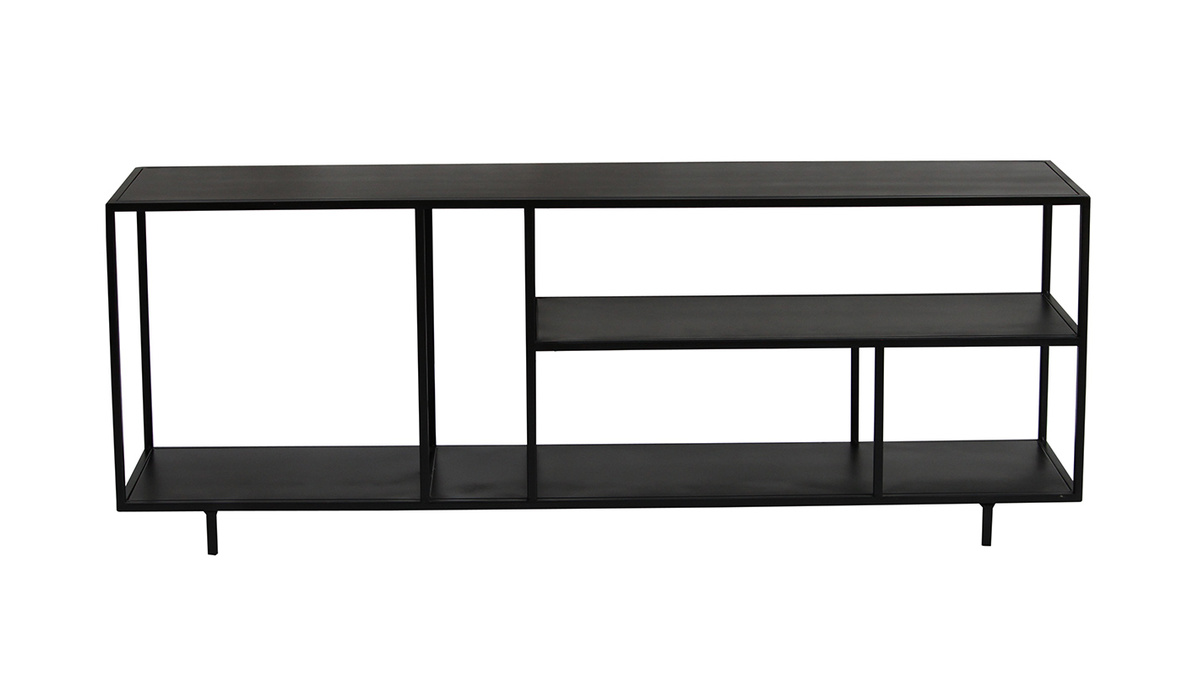 Mobile TV design metallo nero KARL ripiano basso L160 cm