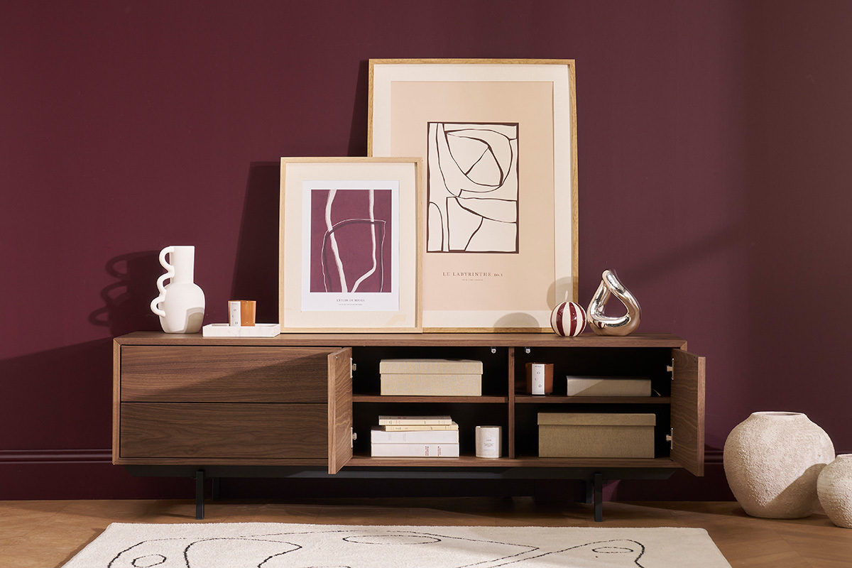 Mobile TV design vintage chiuso noce MANNY