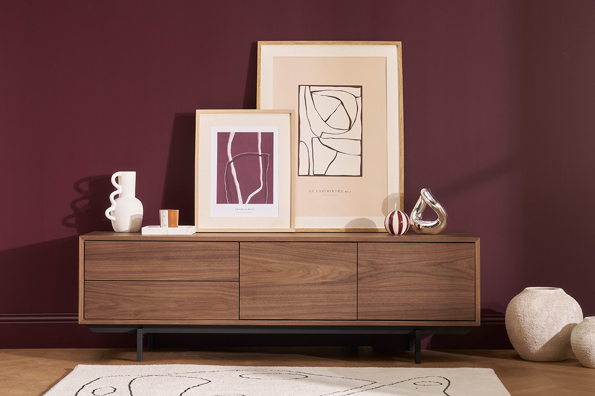 Mobile TV design vintage chiuso noce MANNY