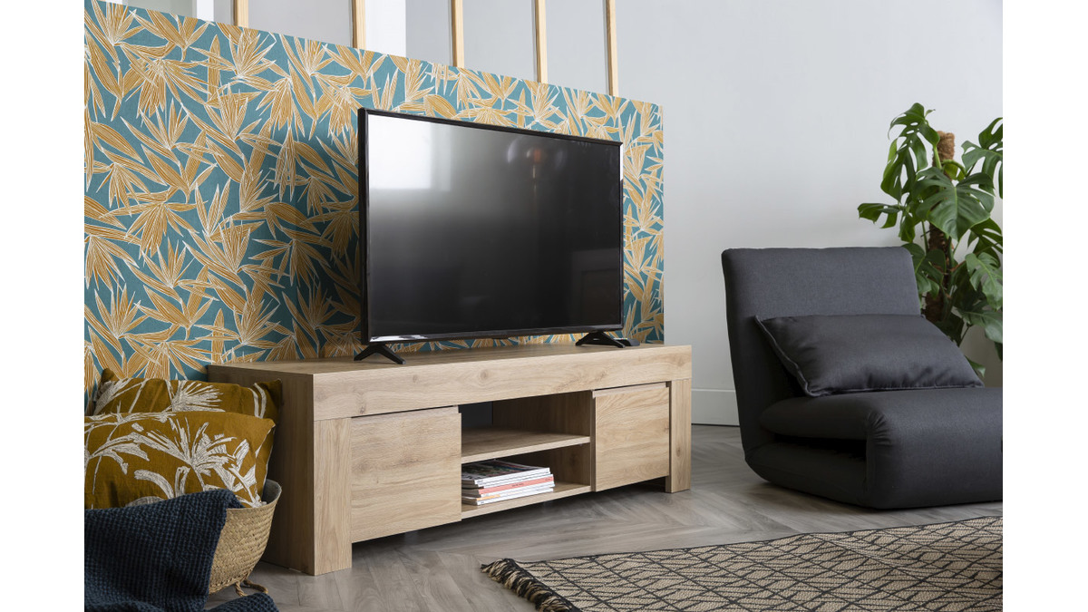 Mobile TV di design finitura rovere L138 cm LINO