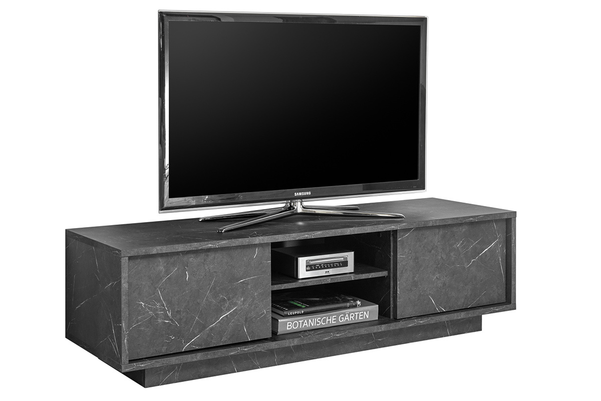 Mobile TV effetto marmo nero L138 cm CARRA