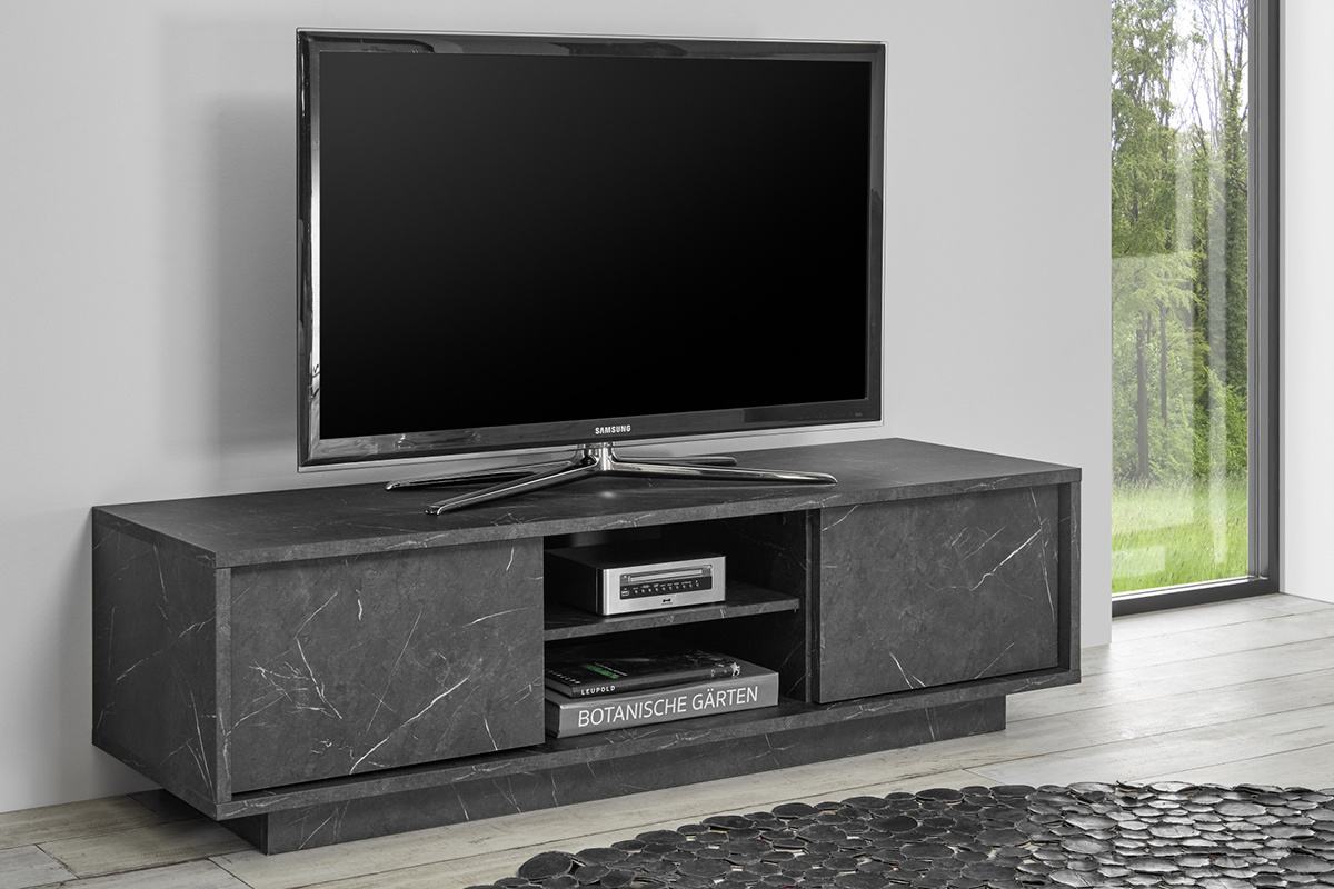 Mobile TV effetto marmo nero L138 cm CARRA