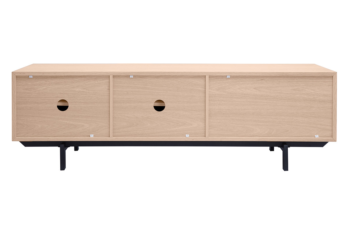 Mobile TV finitura in legno di quercia con vani chiusi L160 cm MANNY
