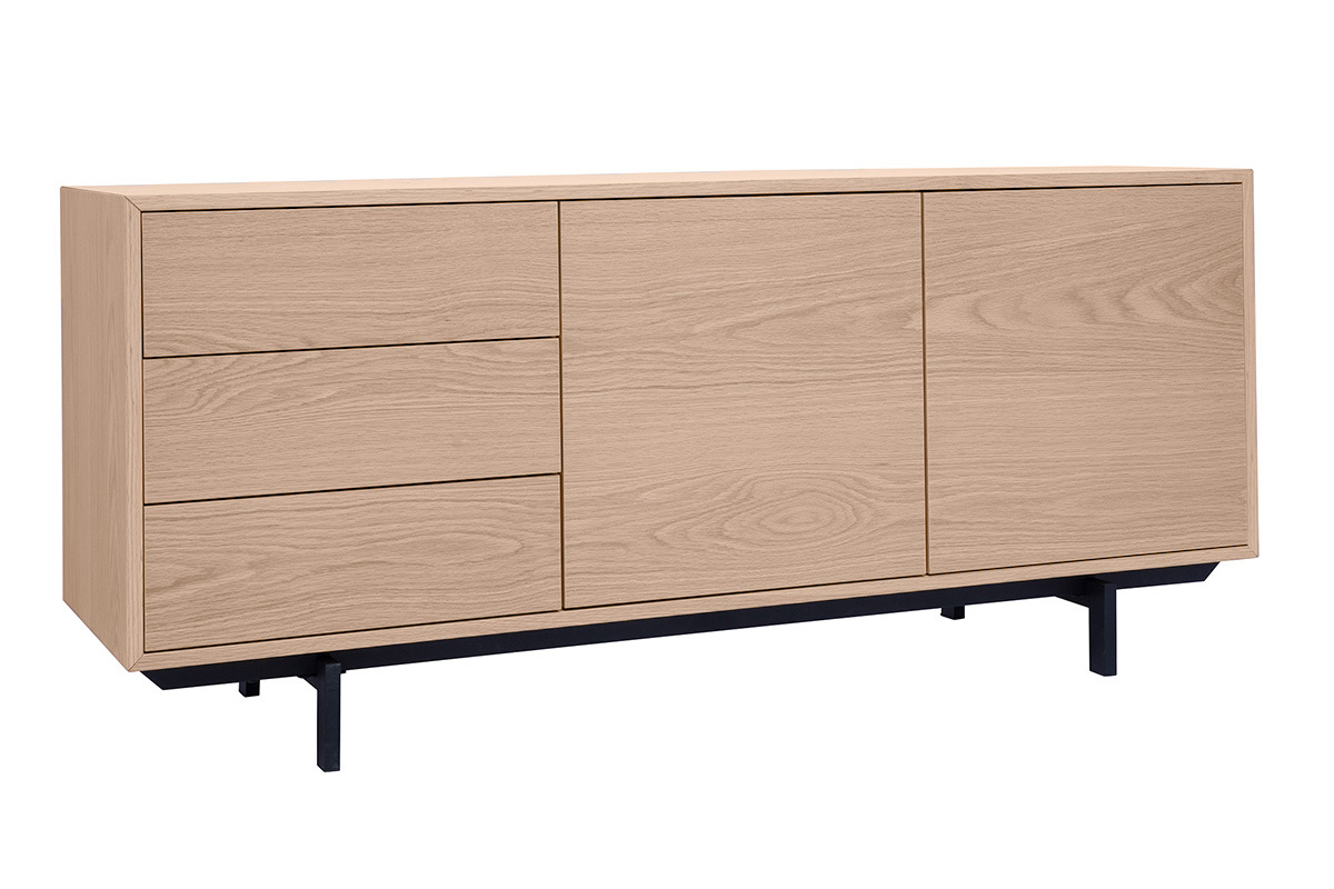 Mobile TV finitura in legno di quercia con vani chiusi L160 cm MANNY