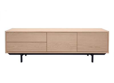 Mobile TV finitura in legno di quercia con vani chiusi L160 cm MANNY