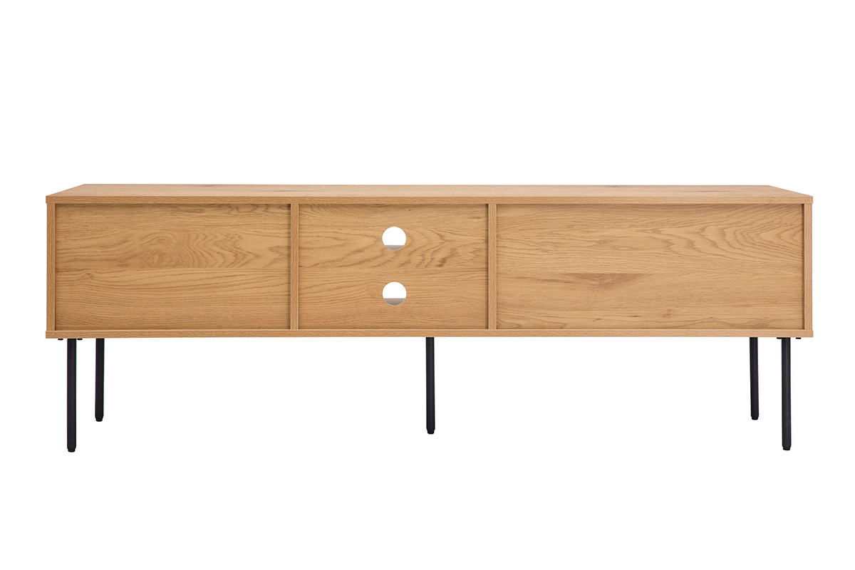 Mobile TV finitura legno chiaro rovere e base metallo nero L160 cm PERNELLE