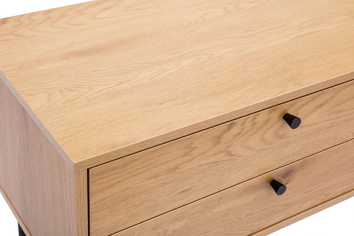 Mobile TV finitura legno chiaro rovere e base metallo nero L160 cm PERNELLE