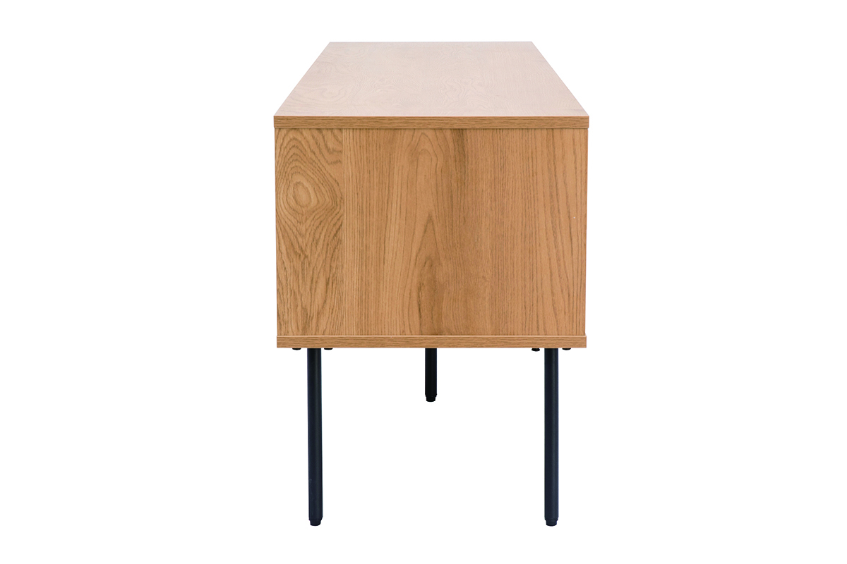 Mobile TV finitura legno chiaro rovere e base metallo nero L160 cm PERNELLE