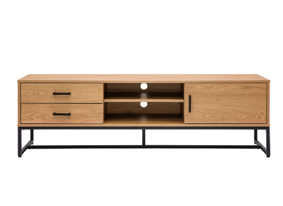 Mobile TV finitura legno chiaro rovere e metallo nero L160 cm LOVATO