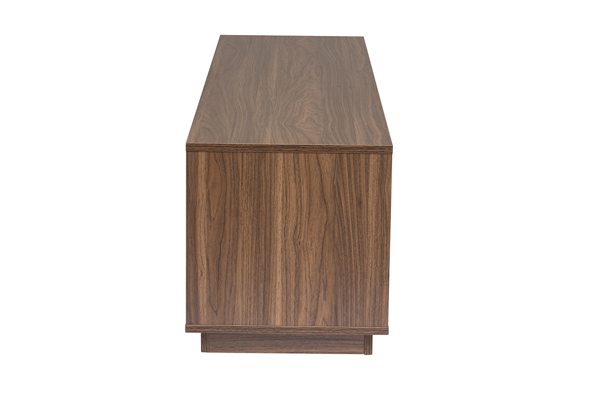 Vista laterale del mobile TV MADERO in noce scuro.