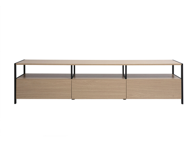 Mobile TV in finitura legno chiaro quercia e metallo nero L180 cm MAXENCE