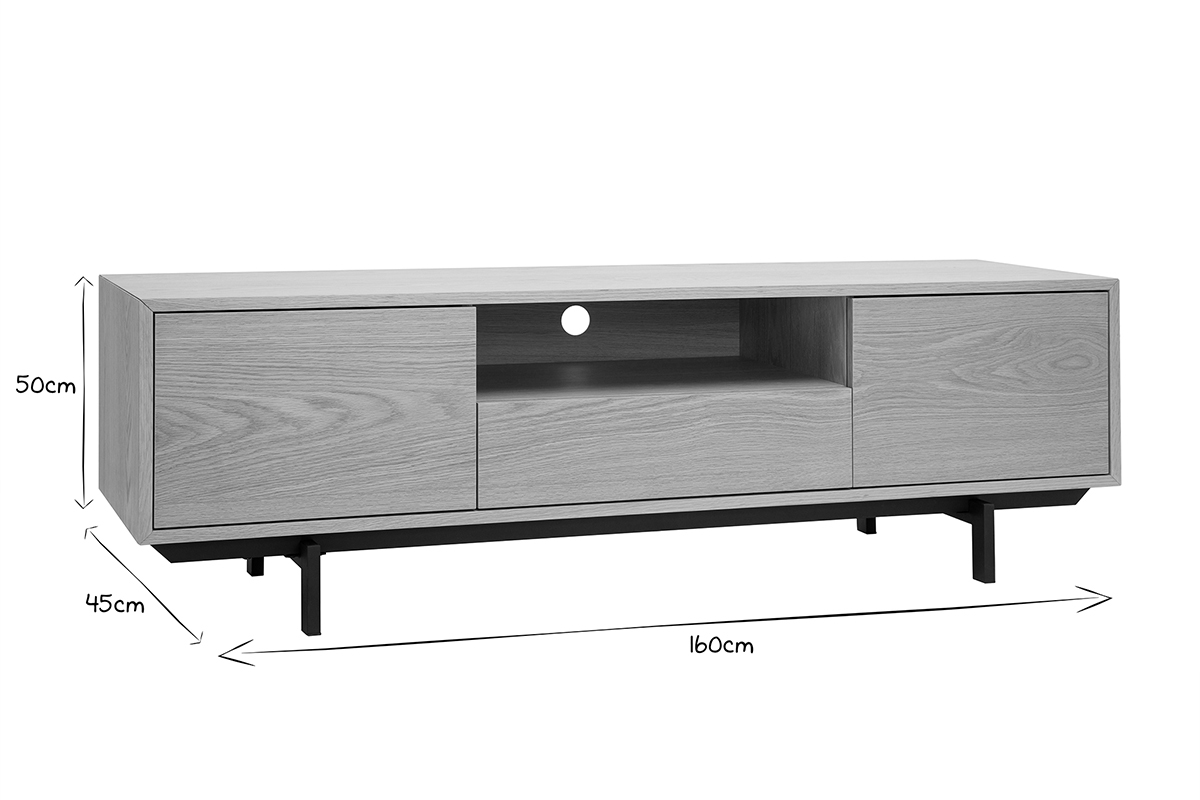 Mobile TV in finitura legno di quercia con nicchia aperta L160 cm MANNY