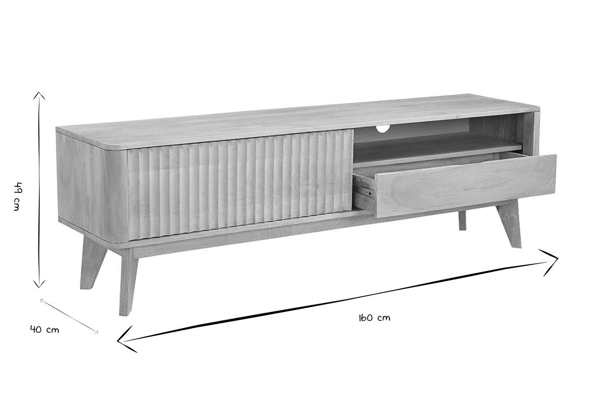 Dimensioni del mobile TV ALDA in nero e bianco: L160 cm, H40 cm, P40 cm
