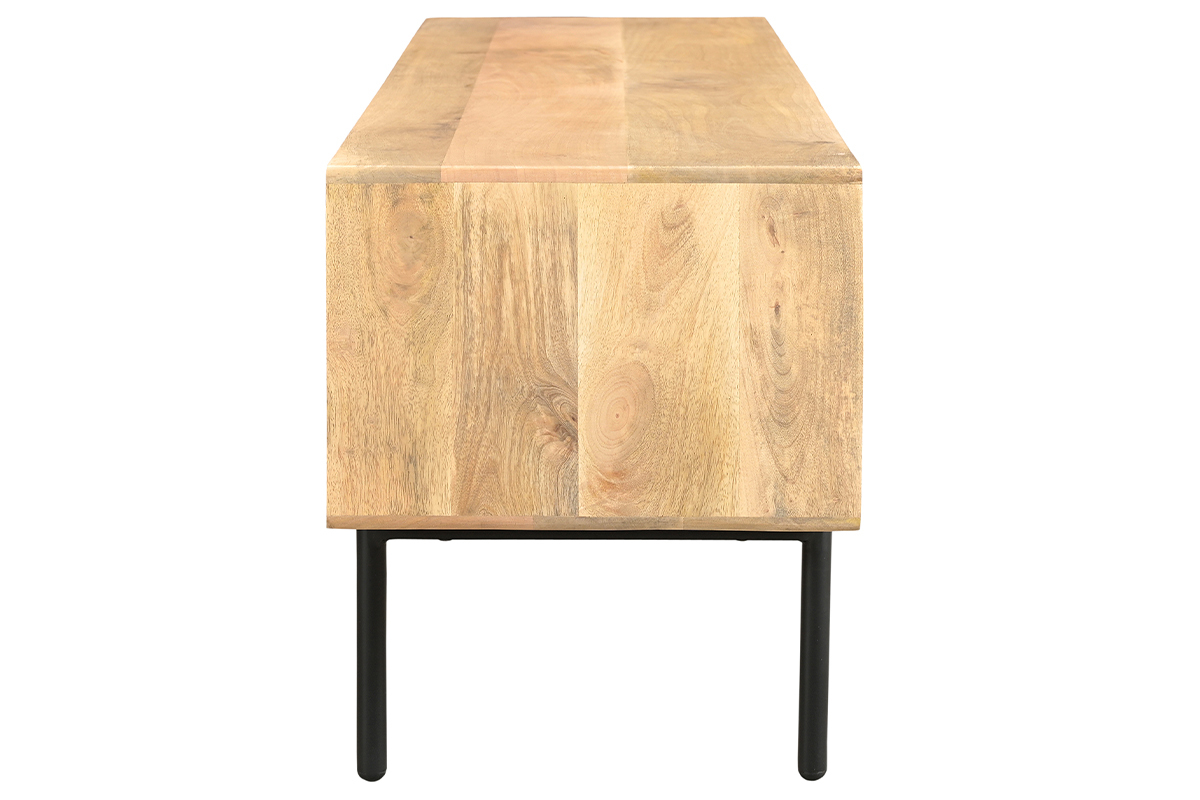 Mobile TV in legno chiaro massello di mango e metallo nero L165 cm JUDE