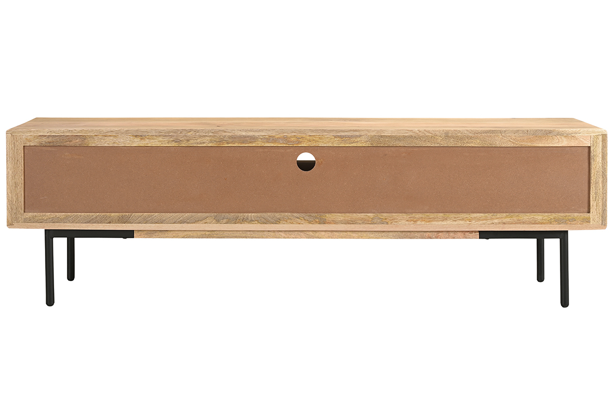 Mobile TV in legno chiaro massello di mango e metallo nero L165 cm JUDE