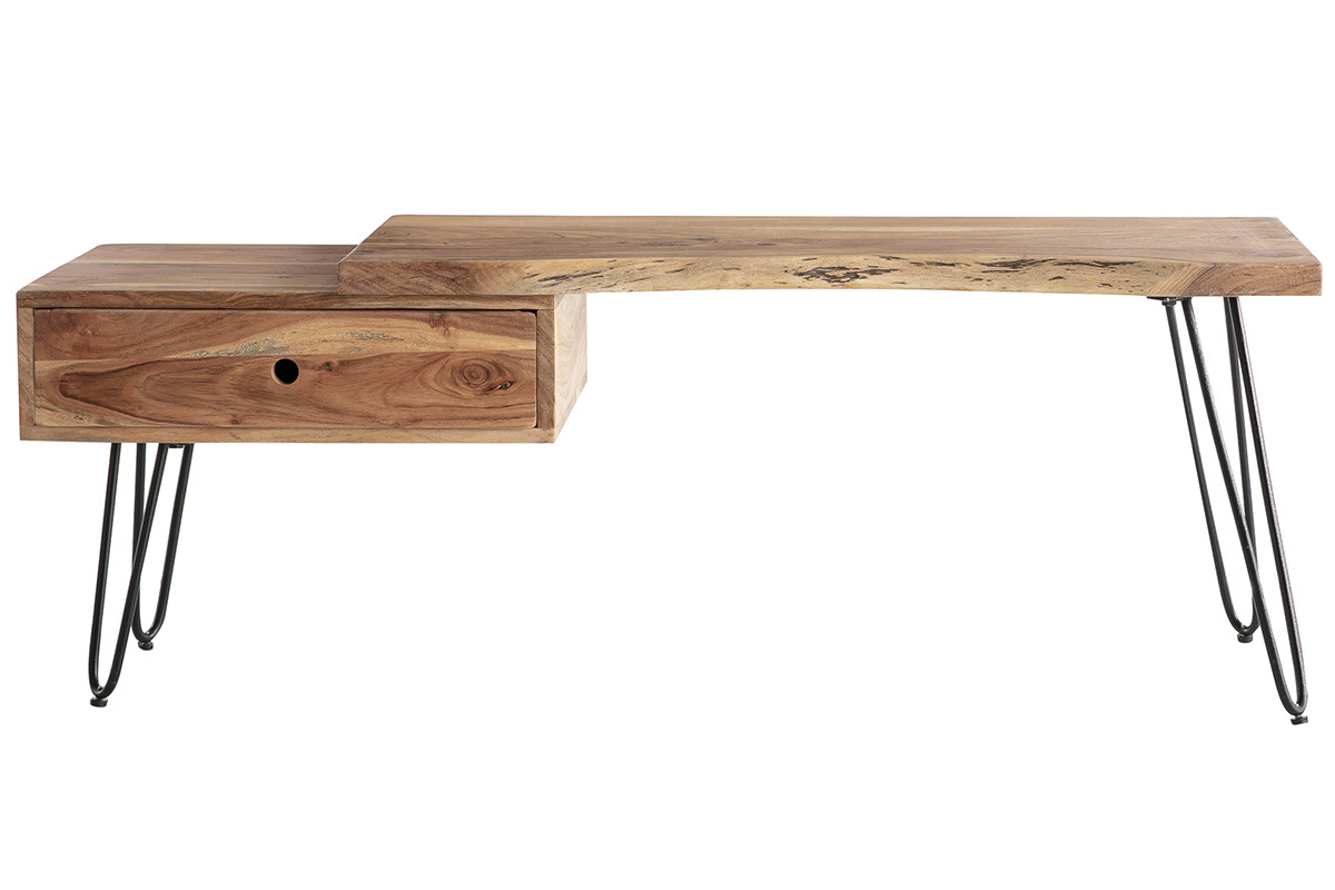 mobile TV in legno d'acacia e metallo nero PINA
