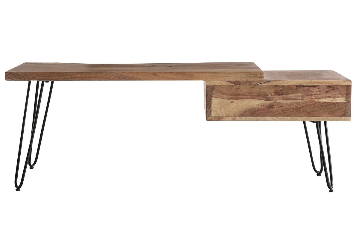 mobile TV in legno d'acacia e metallo nero PINA