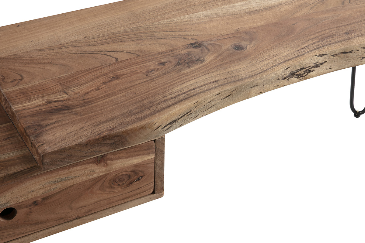 mobile TV in legno d'acacia e metallo nero PINA