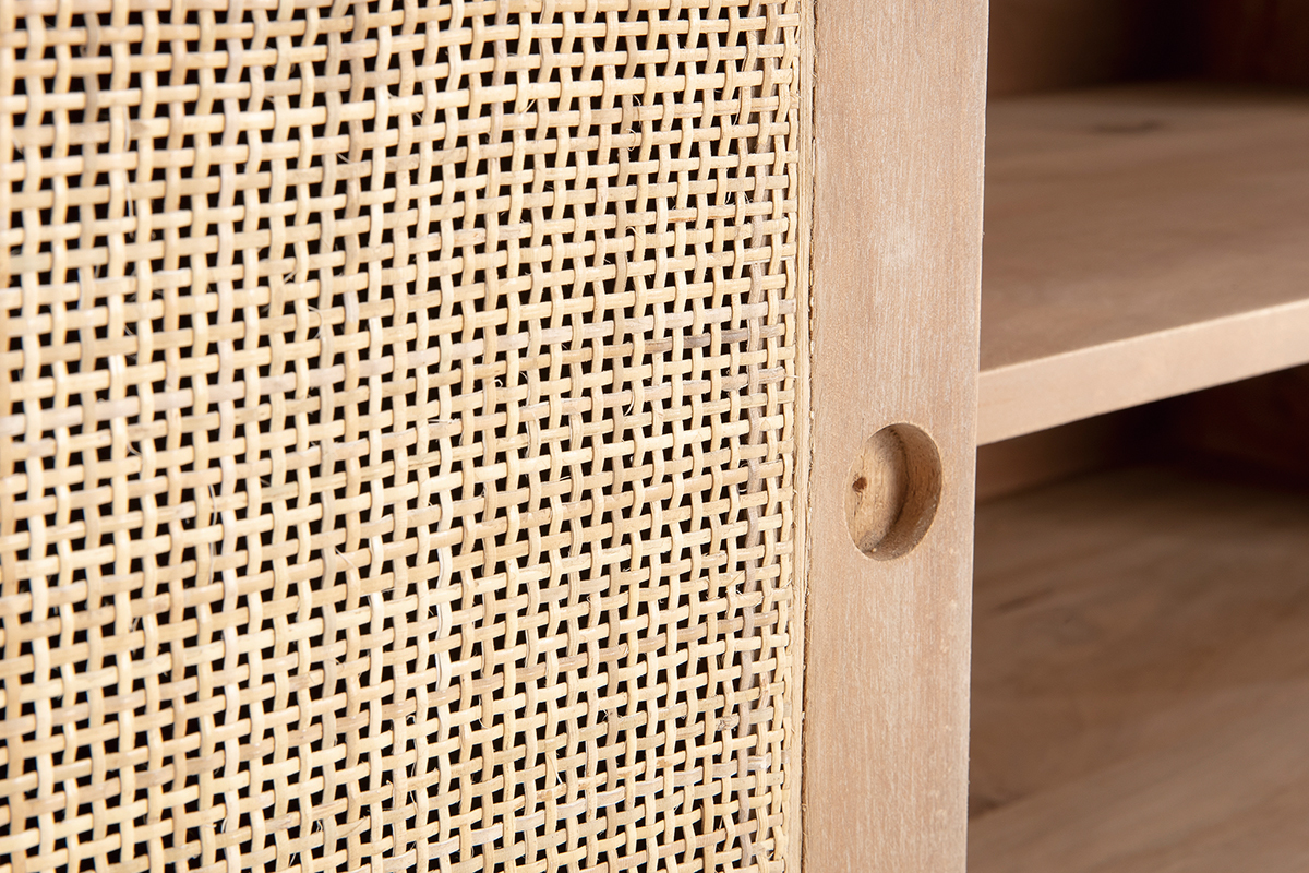 Mobile TV in legno di mango con intreccio in rattan ACANGE