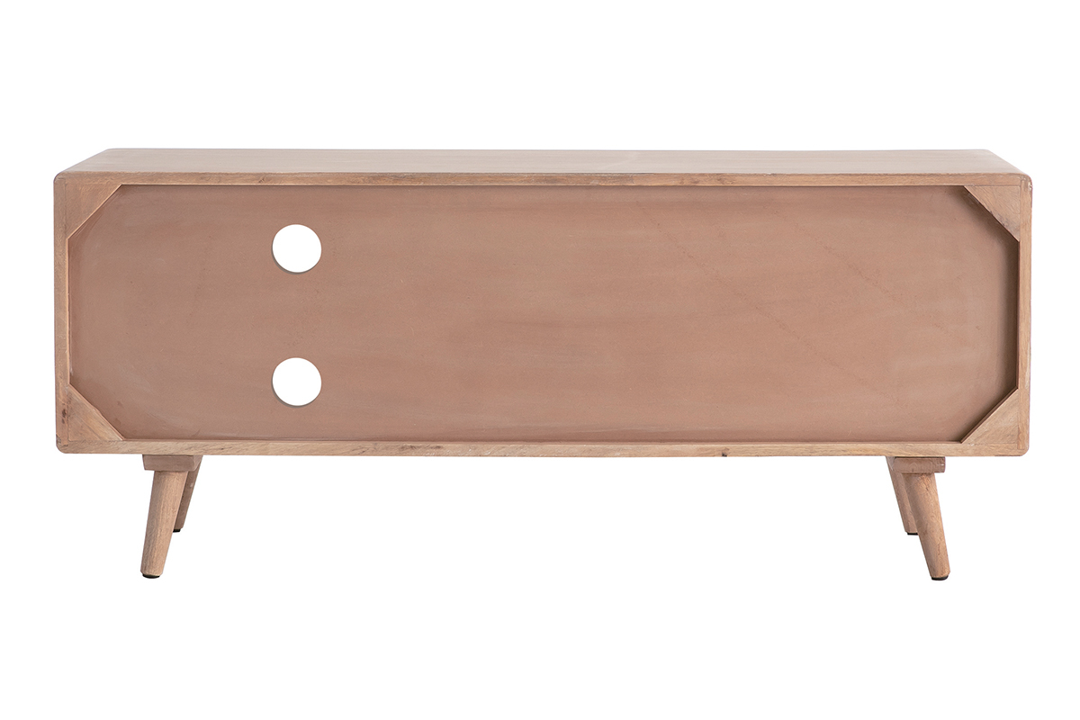 Mobile TV in legno di mango con intreccio in rattan ACANGE