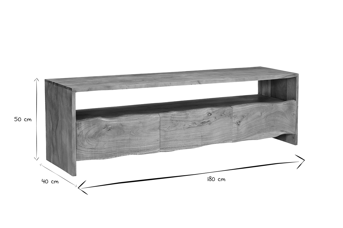 Mobile TV in legno massello 3 cassetti L180 cm BOHEMIAN