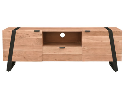 Mobile TV in legno massello di acacia e metallo nero L150 cm ALVARO