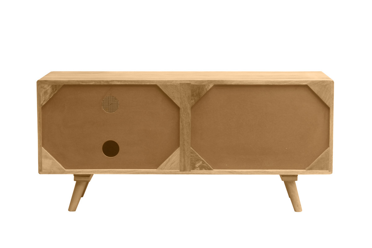Mobile TV in legno massello di mango e motivo a intreccio rattan L110 cm ACANGE