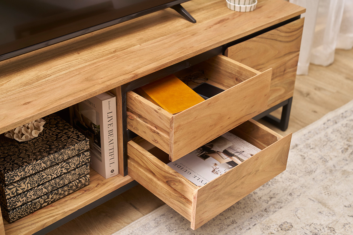 Mobile TV in massello di acacia L160 cm HOORN