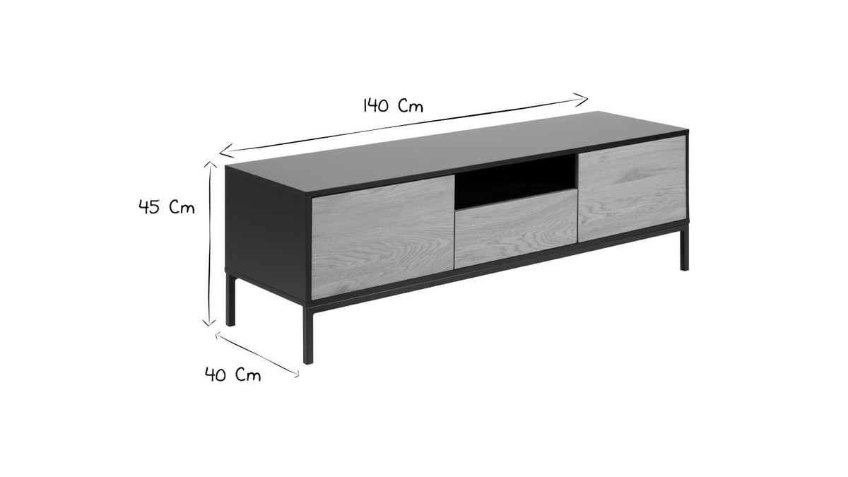 Mobile TV industriale legno e metallo L140 cm TRESCA