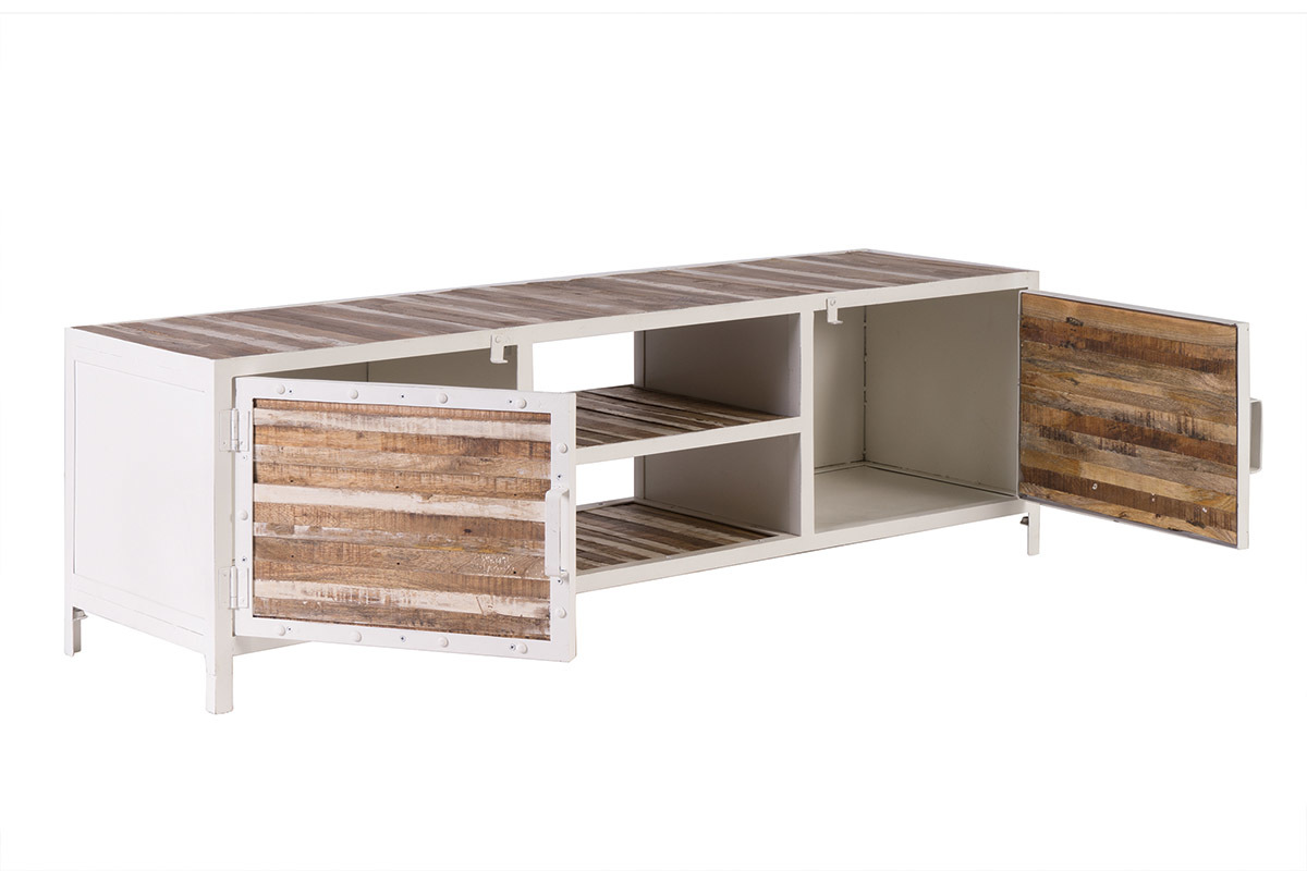 Mobile TV legno e metallo bianco 150cm ROCHELLE