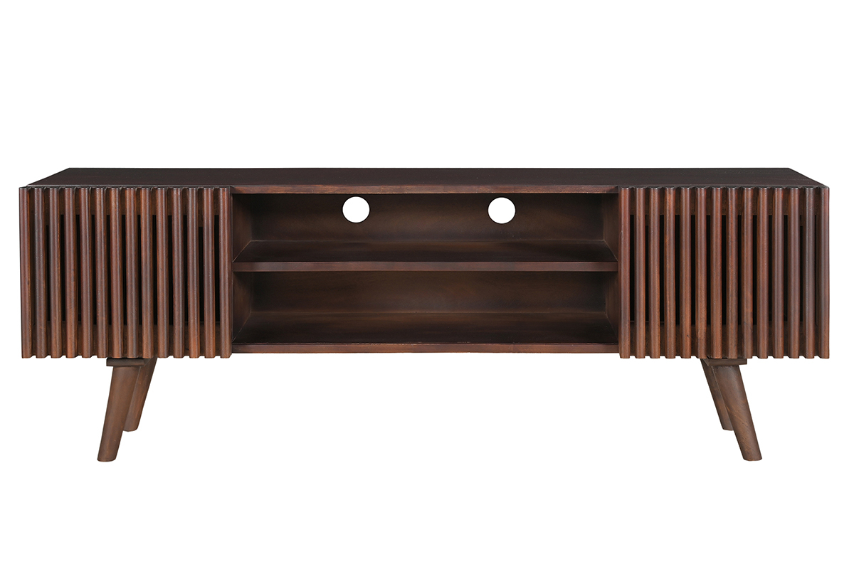 Mobile TV legno massello di mango scuro con ante scorrevoli L140 cm ALBA