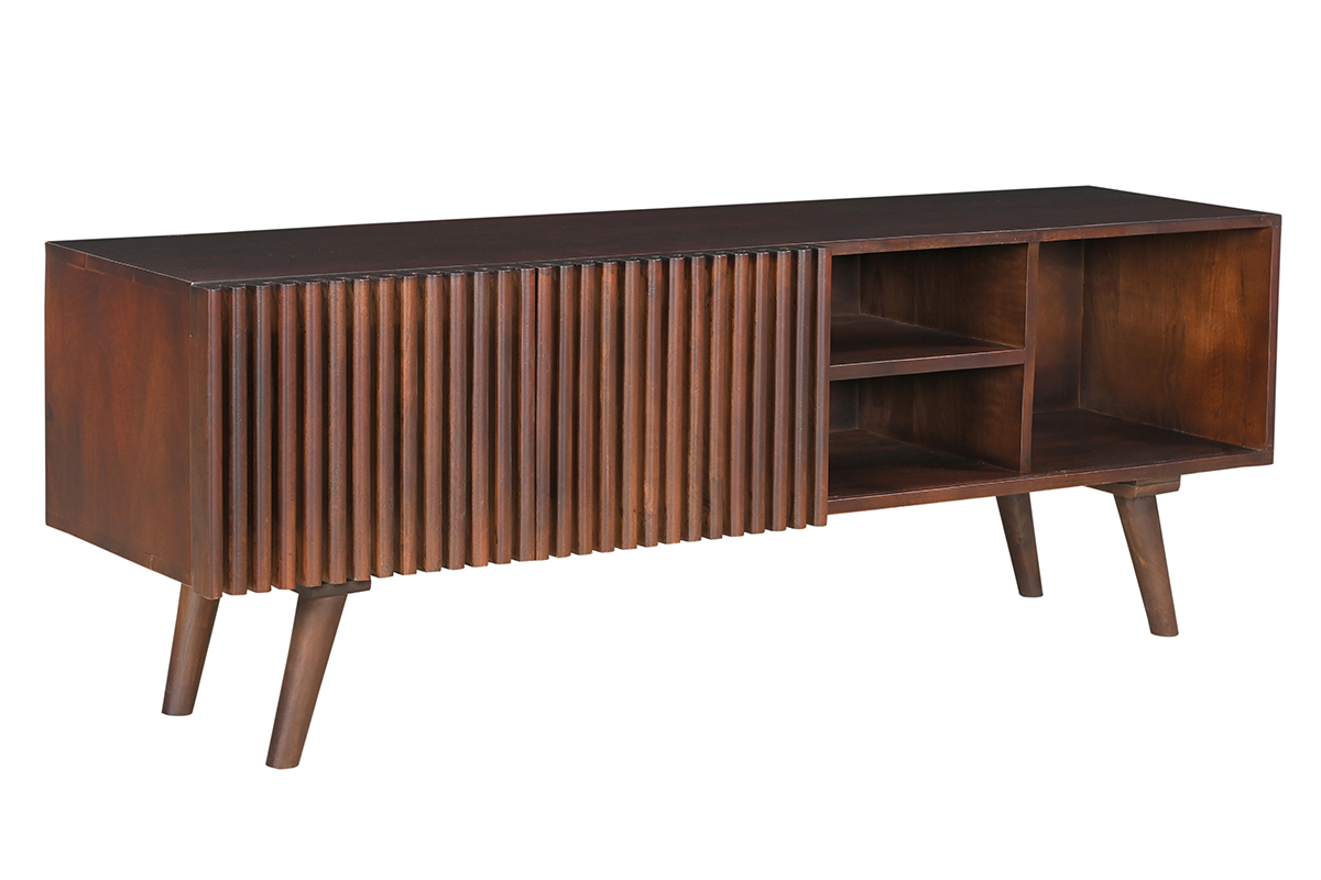 Mobile TV legno massello di mango scuro con ante scorrevoli L140 cm ALBA