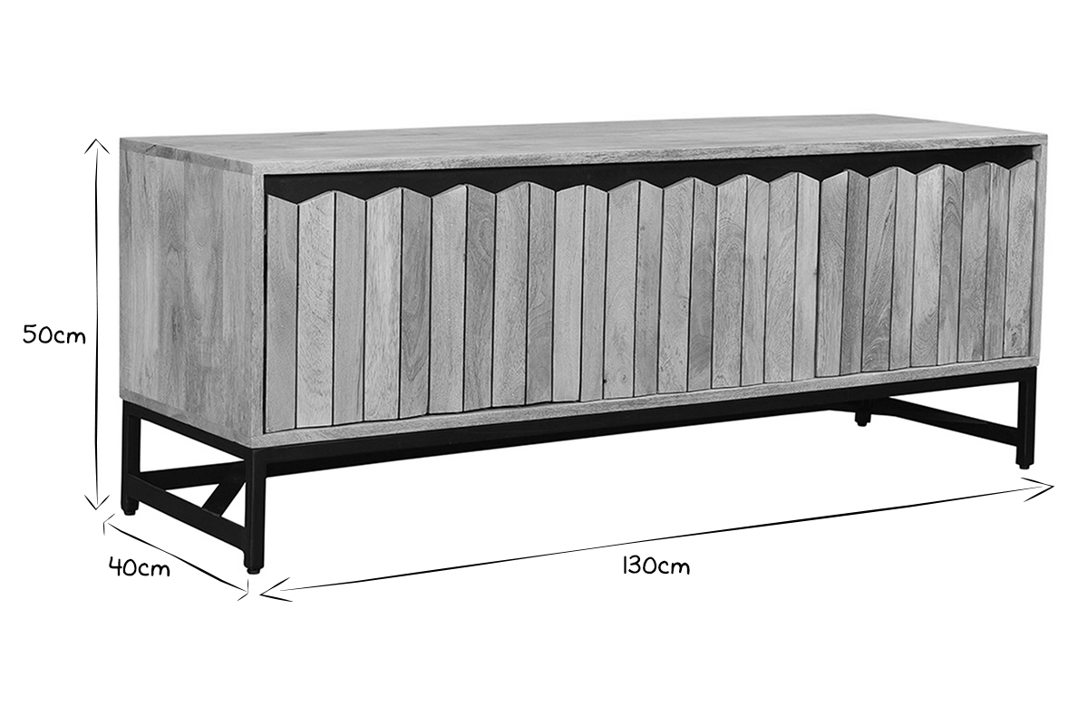 Mobile TV massello di mango e metallo L130 cm ESTY