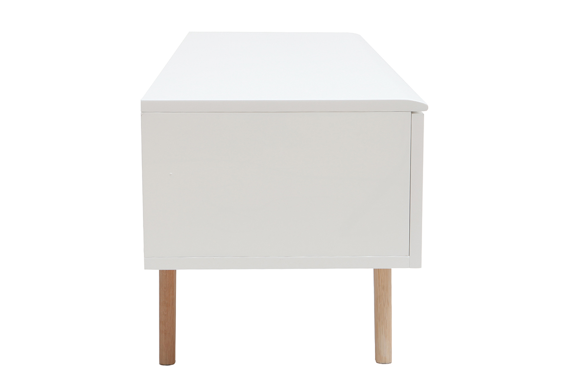 Mobile TV scandinavo bianco brillante e legno MELKA