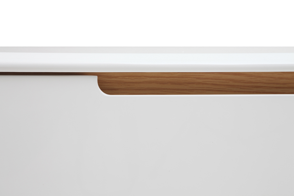 Mobile TV scandinavo bianco brillante e legno MELKA