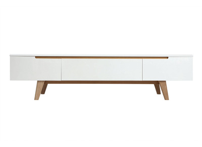 Mobile TV scandinavo bianco lucido e frassino 180cm MELKA
