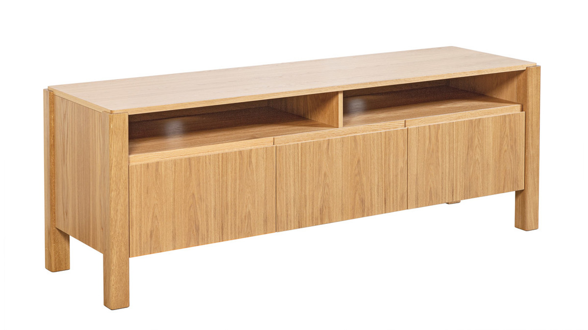 Mobile TV scandinavo con ripiani legno rovere L160 cm AGALI