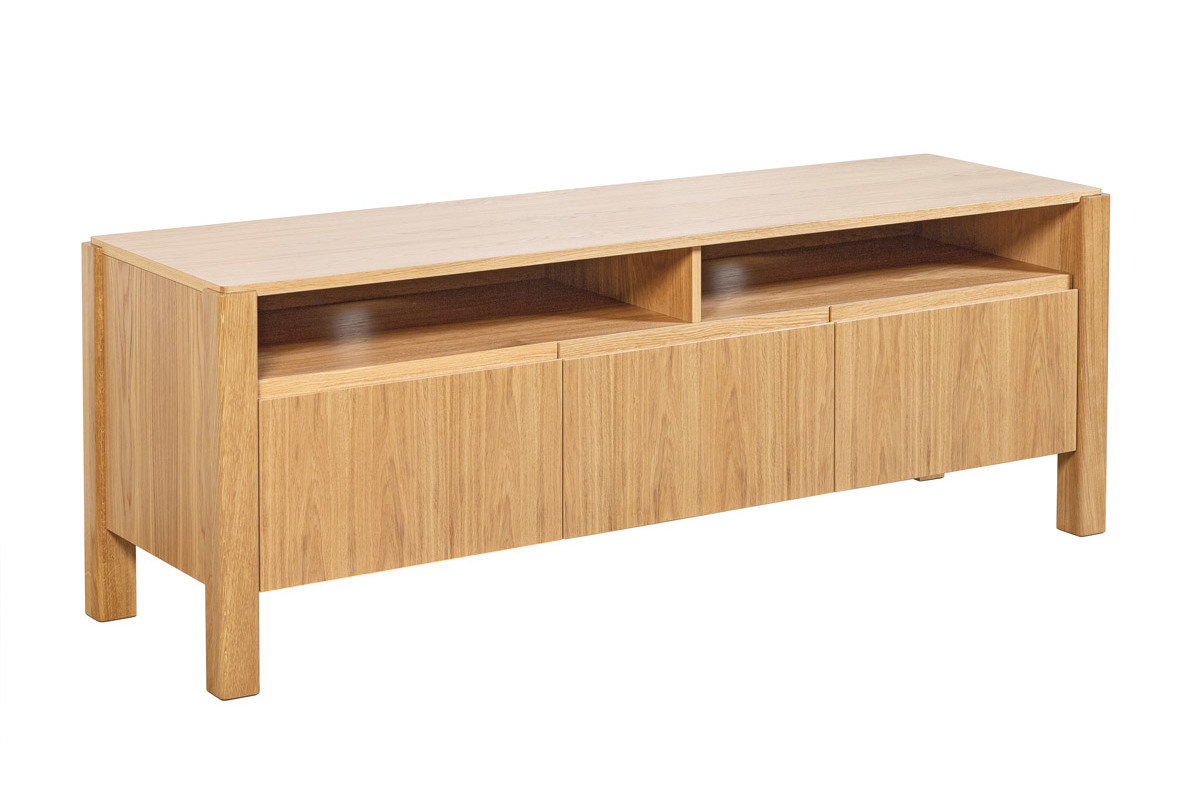 Mobile TV scandinavo con ripiani legno rovere L160 cm AGALI