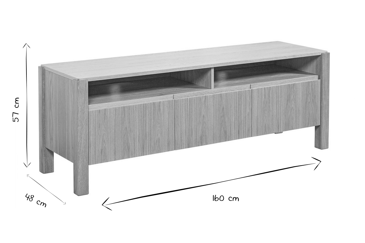 Mobile TV scandinavo con ripiani legno rovere L160 cm AGALI