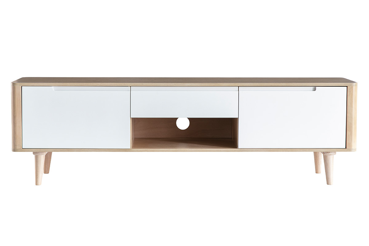 Mobile TV scandinavo frassino e bianco GOTLAND