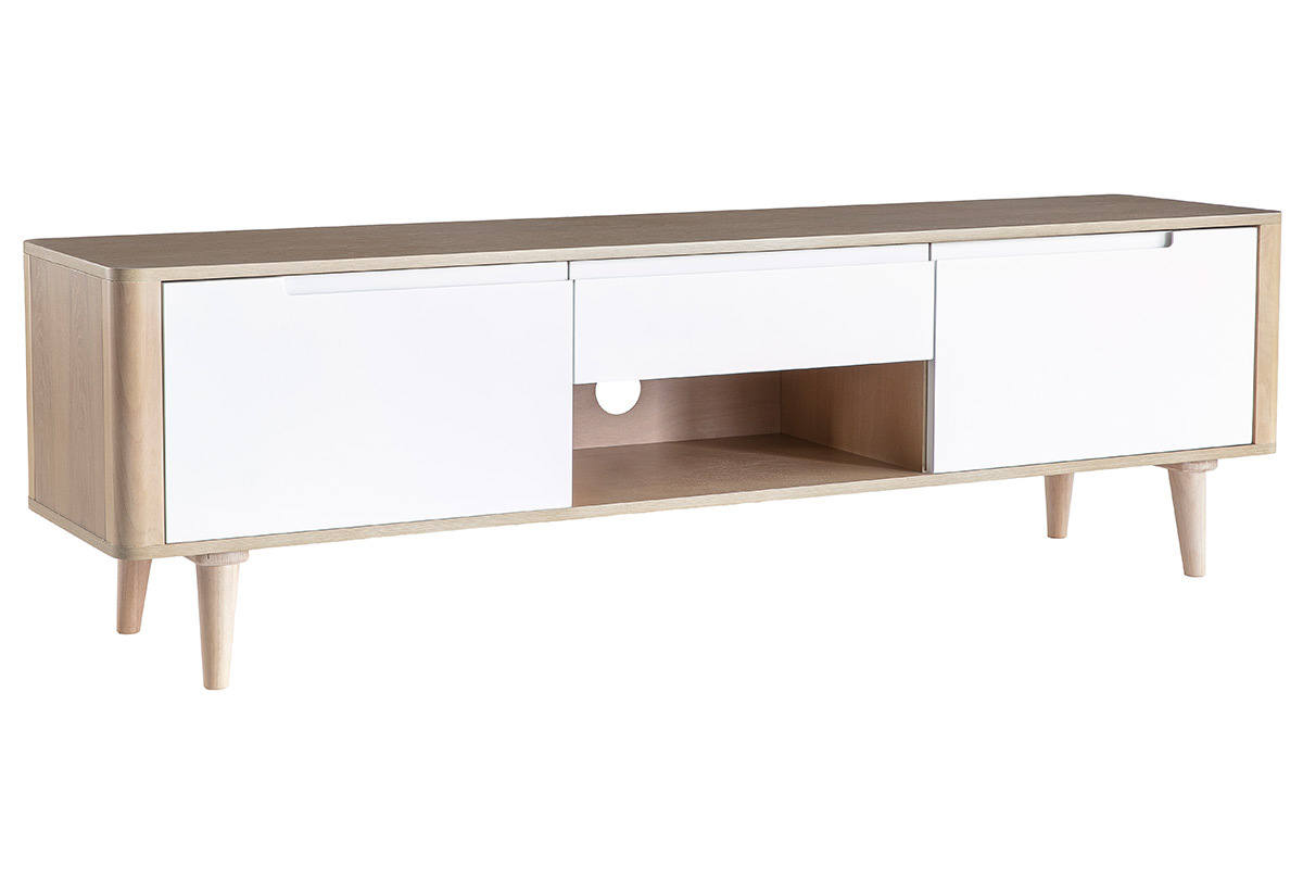 Mobile TV scandinavo frassino e bianco GOTLAND